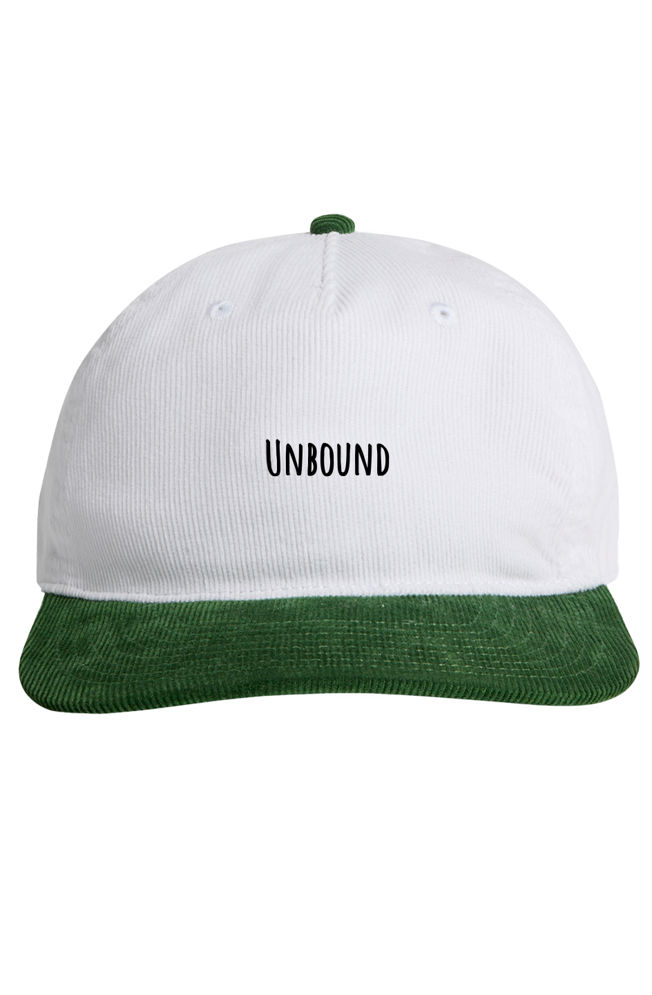 Unbound Classic Two-Tone Corduroy Cap in white / forest