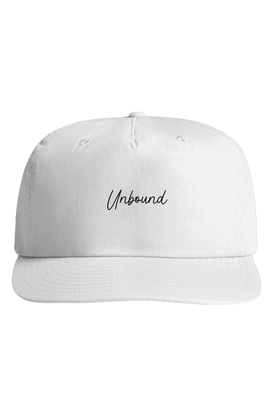 Unbound Cursive Surf Cap in white